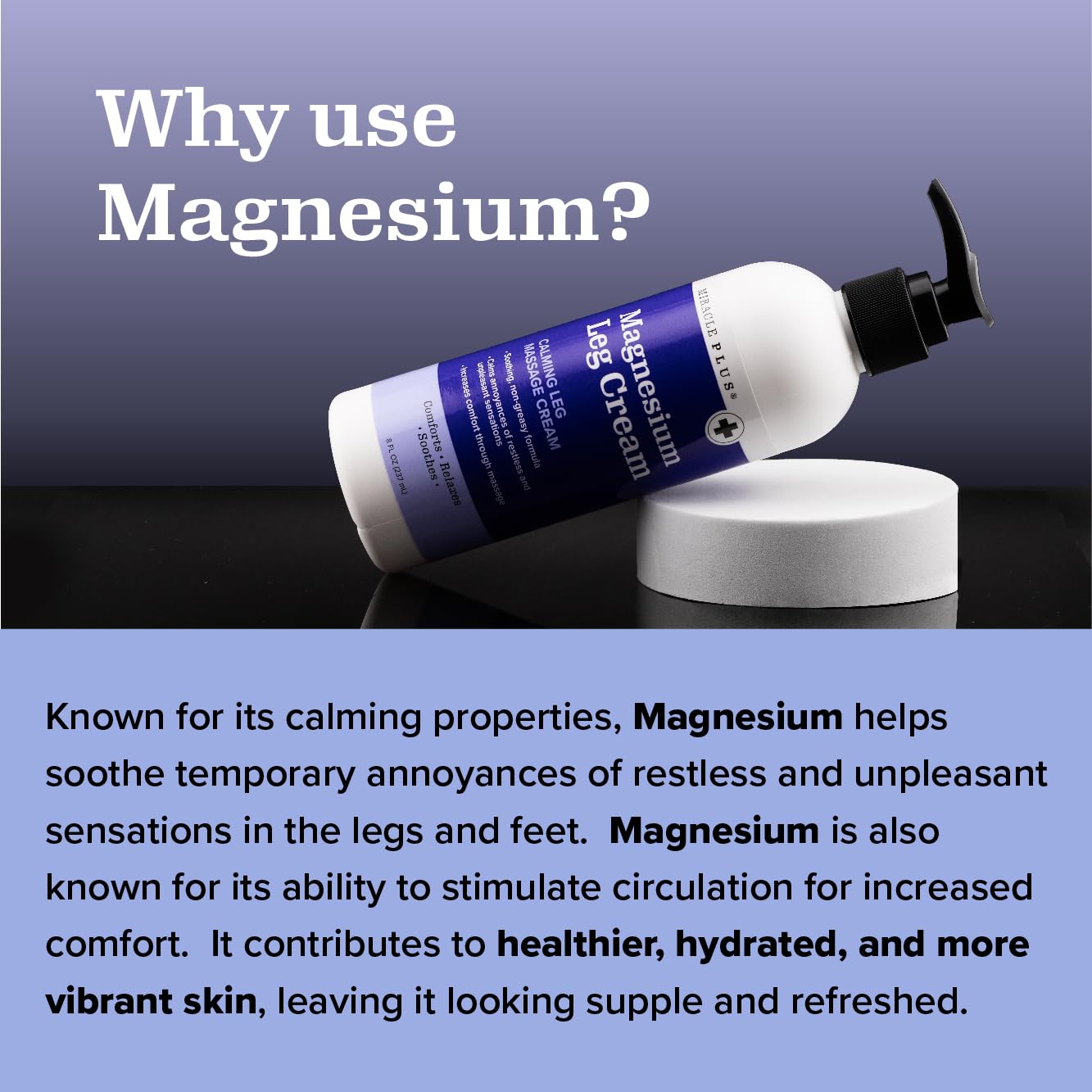 Miracle Plus crema magnesio, mezcla herbal para bienestar diario.