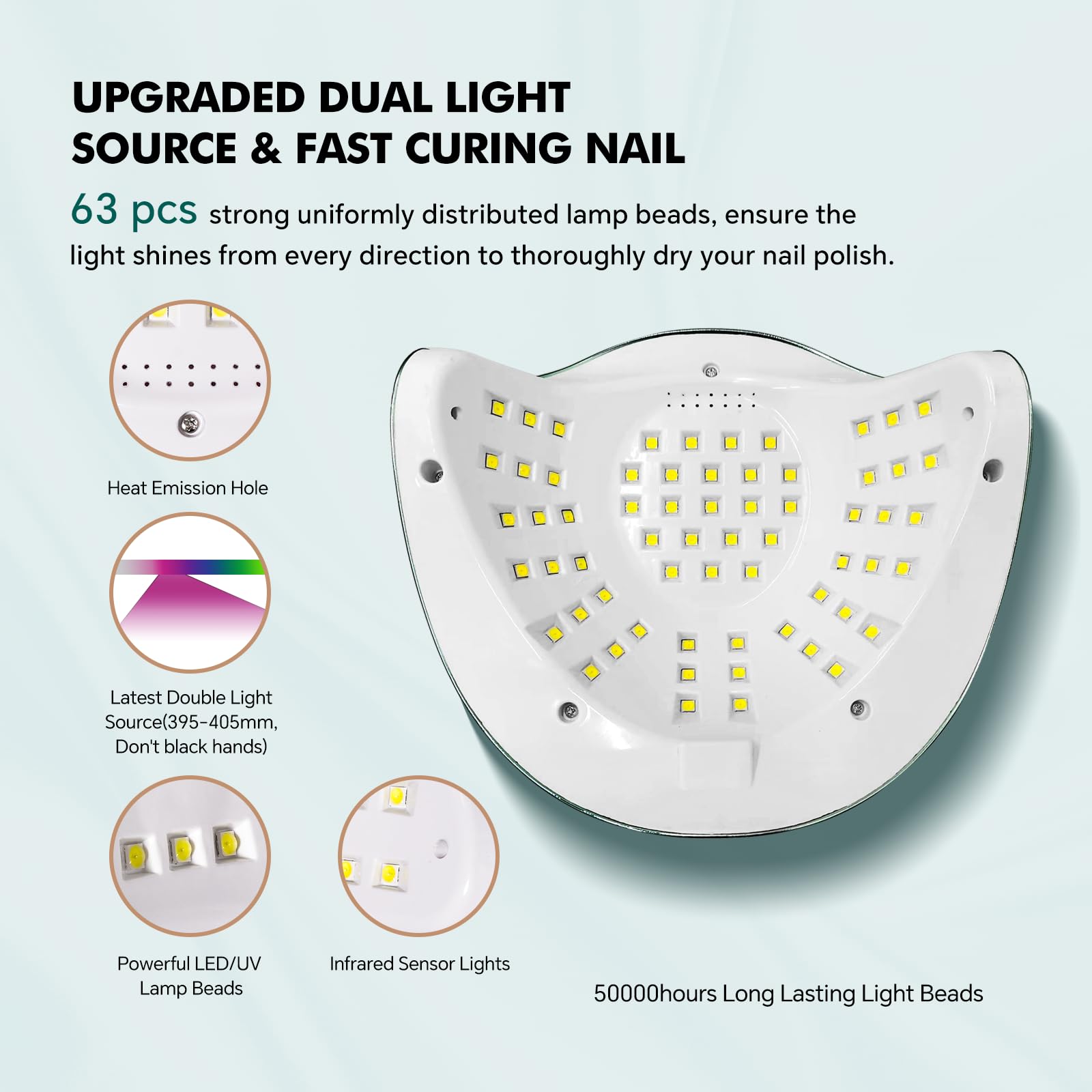 Lamp with four timer settings for different gel formulas