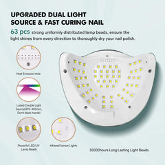 Lamp with four timer settings for different gel formulas