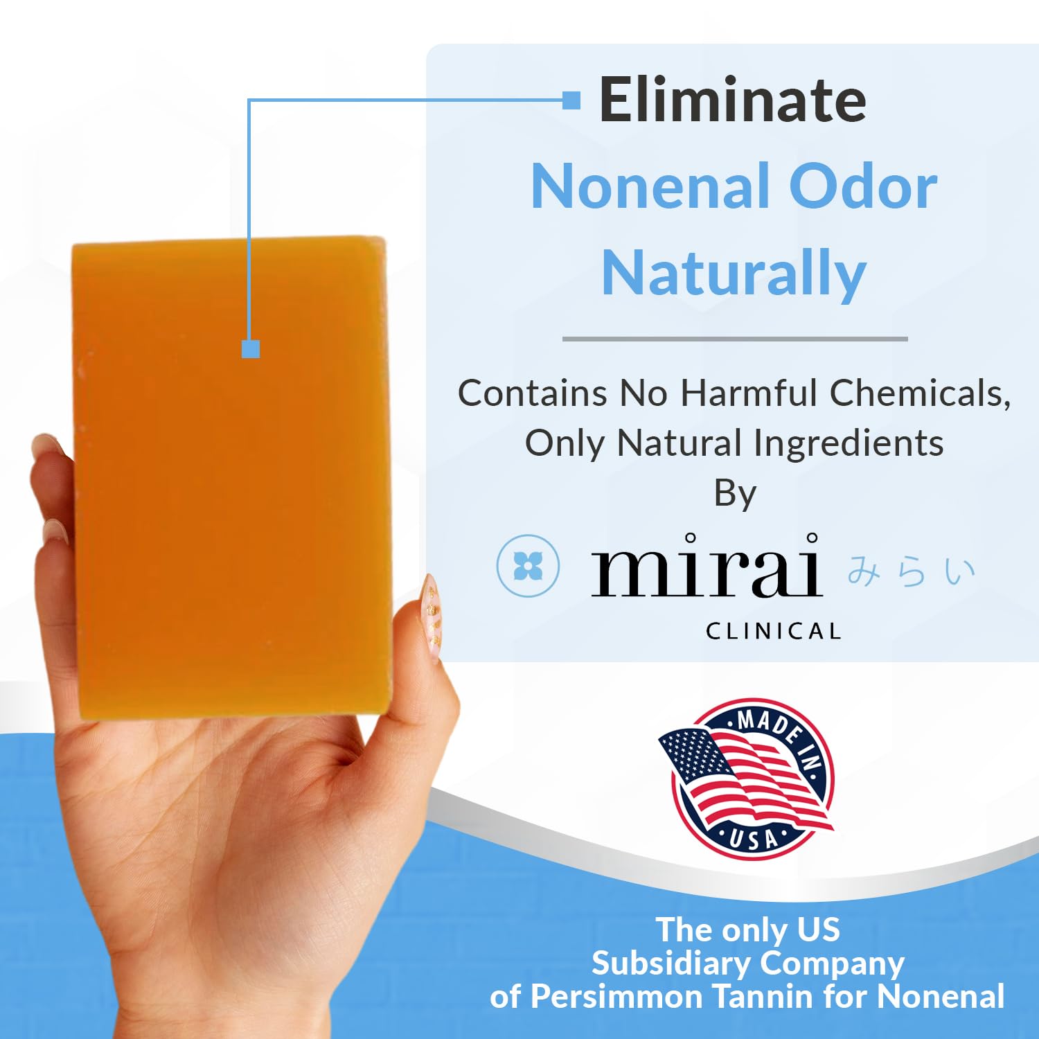 Mirai Persimmon Soap Bar closeup foam shows rich lather and cleansing ease.