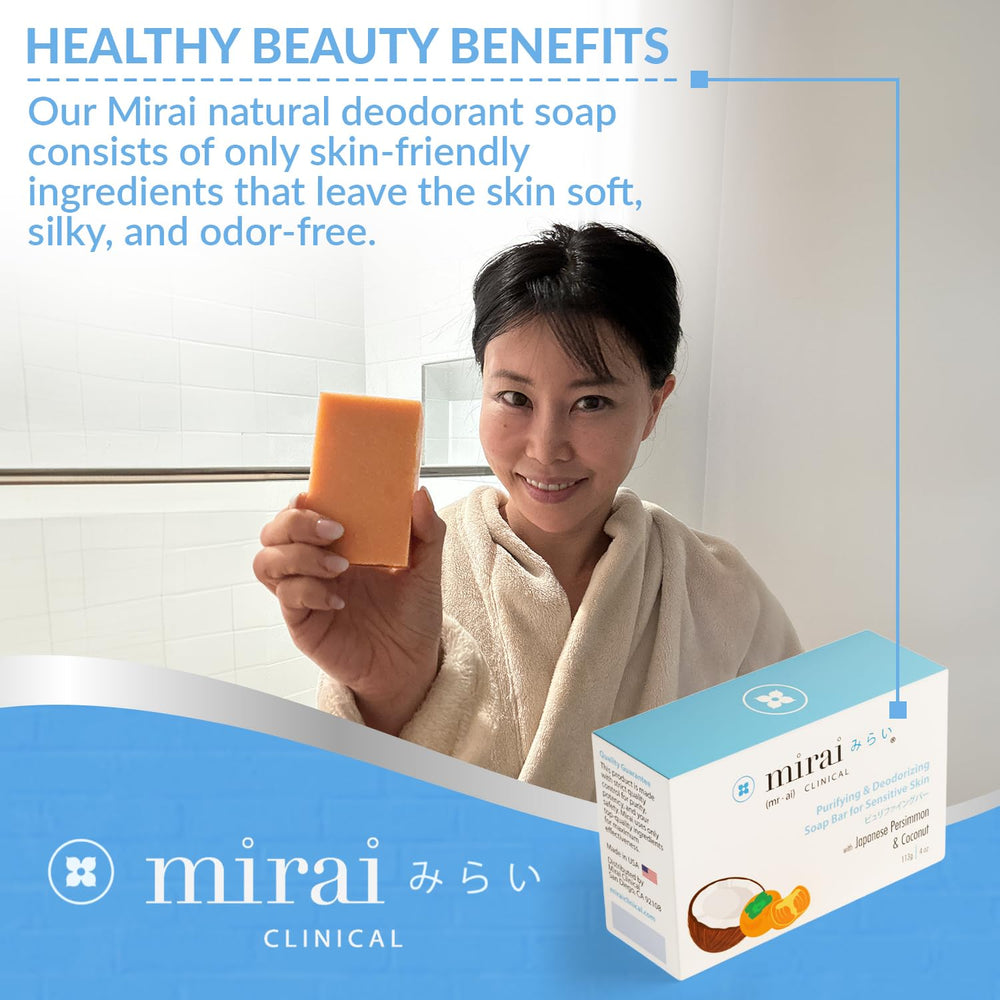 Mirai Persimmon Soap Bar in use demonstrates refreshing, skin-friendly cleansing.