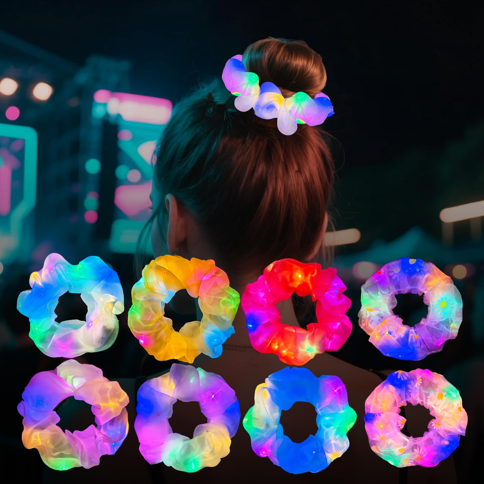 MiraWish coleteros luminosos, paquete de 8, brillo visible para fiestas nocturnas.