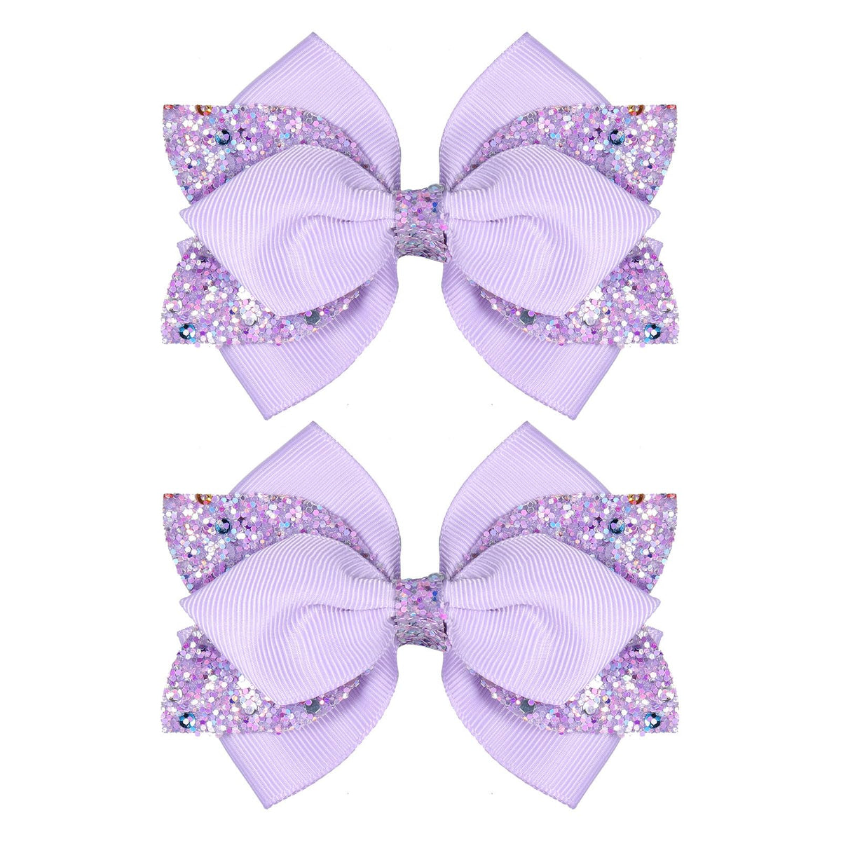 Miroksh sparkly glitter purple ribbon hair bow clip adds shine to any hairstyle.