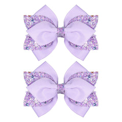 Miroksh sparkly glitter purple ribbon hair bow clip adds shine to any hairstyle.
