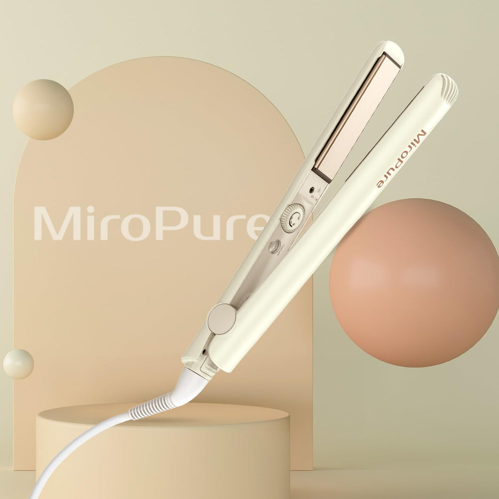 MiroPure beige hair straightener in lifestyle setting for everyday use.