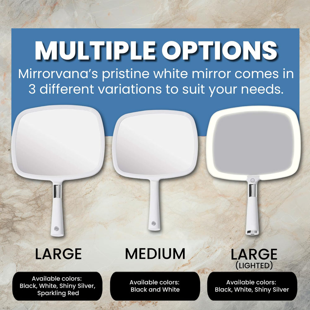 MIRRORVANA hand mirror 8x11 inches suits home grooming, barbering, and dental checks.
