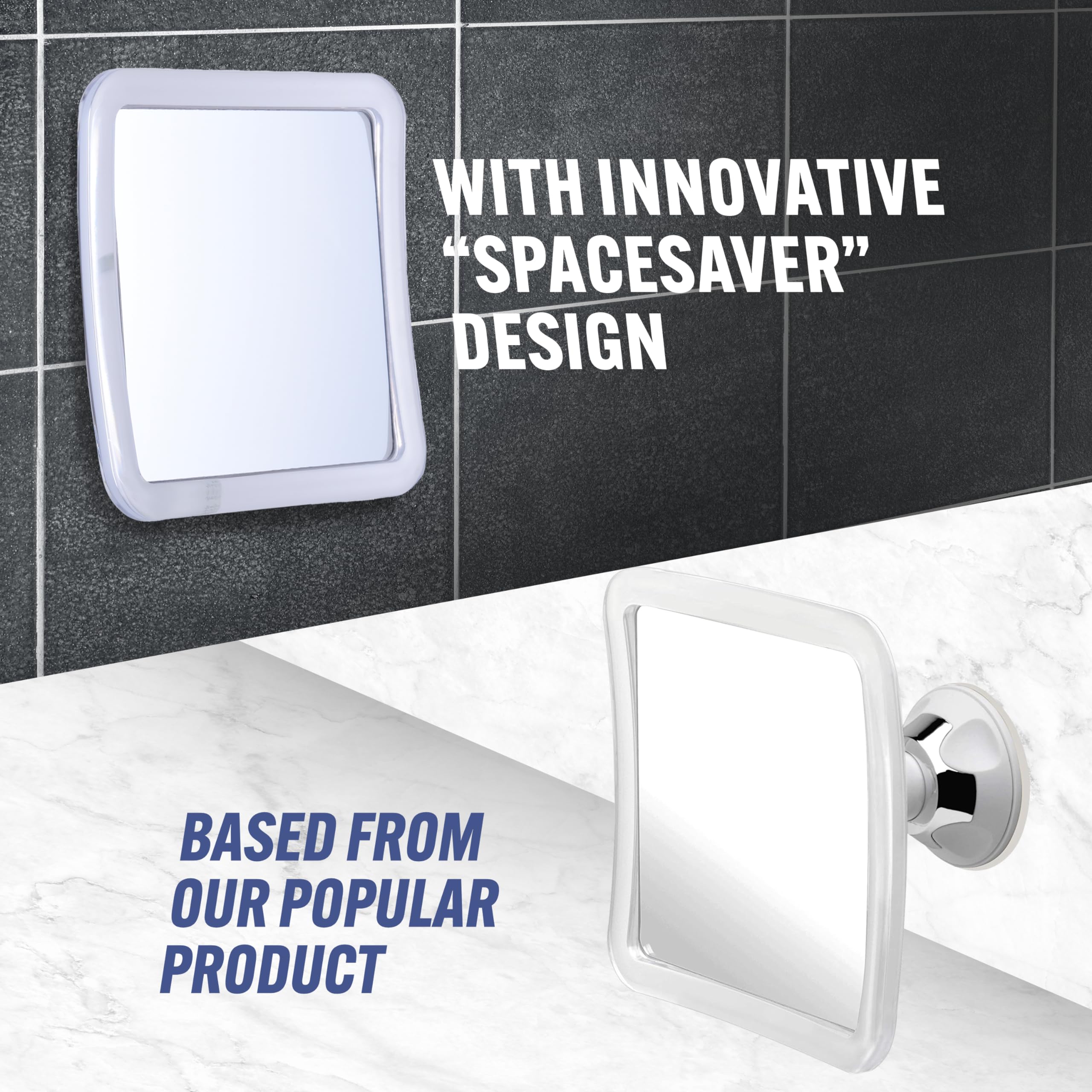 Slim Mirrorvana design mounted flush to the bathroom wall saving space