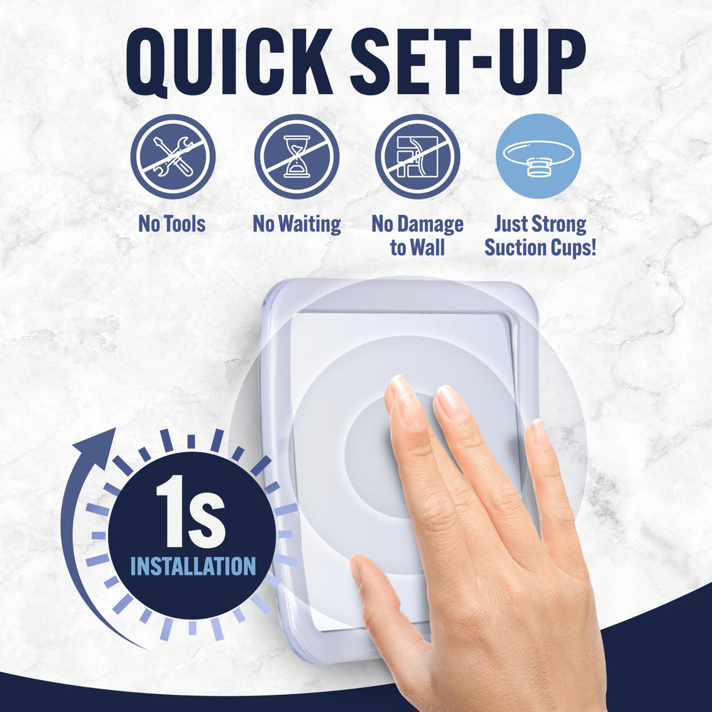 Mirrorvana mirror with triple suction cups securing firmly on smooth surfaces