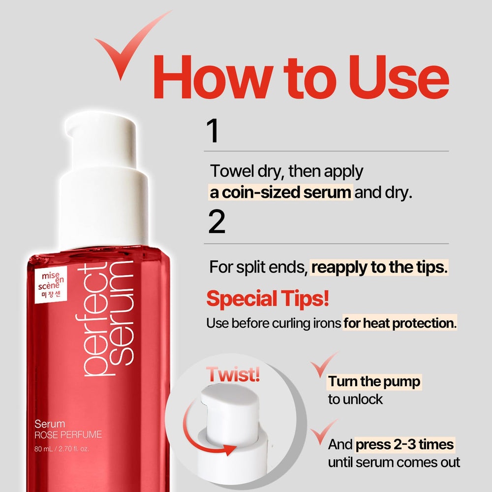 Mise En Scene Perfect Rose Serum, mezcla de aceites naturales: argán y oliva