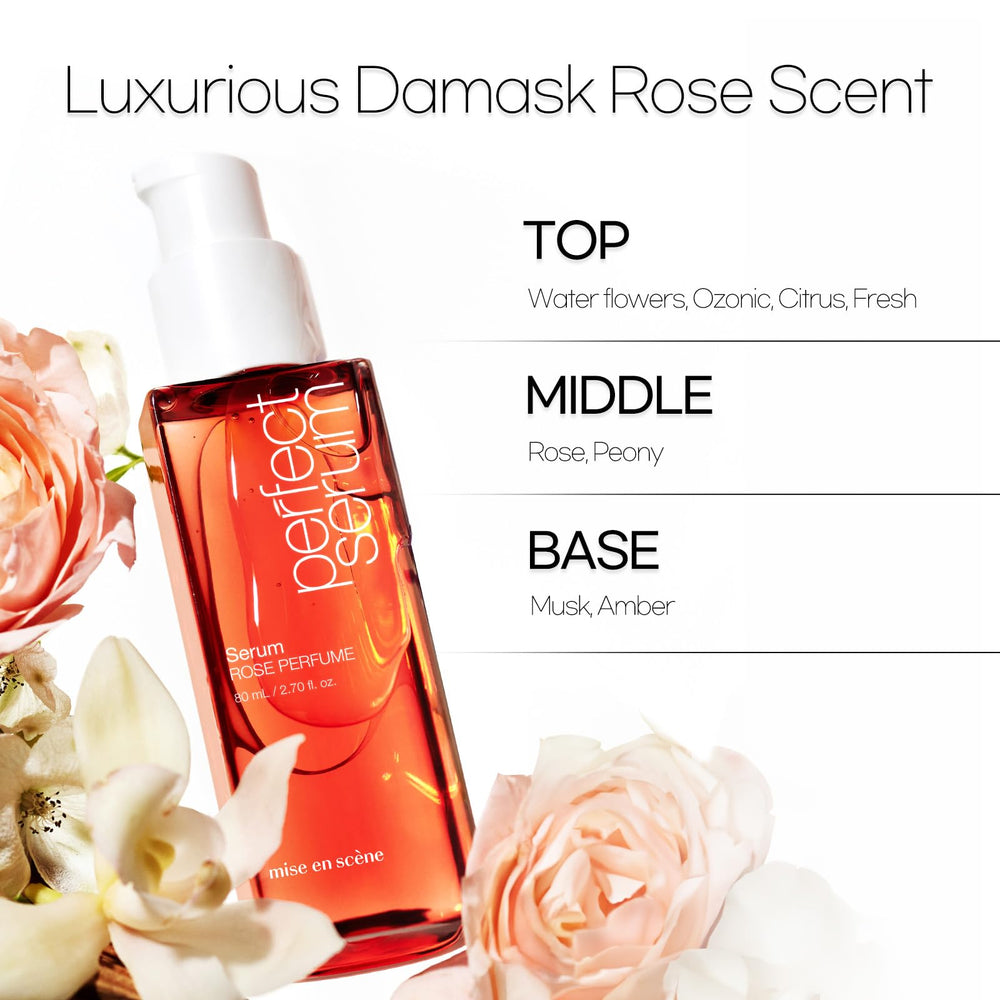 Mise En Scene Perfect Rose Serum, aporta brillo suave y definición diaria