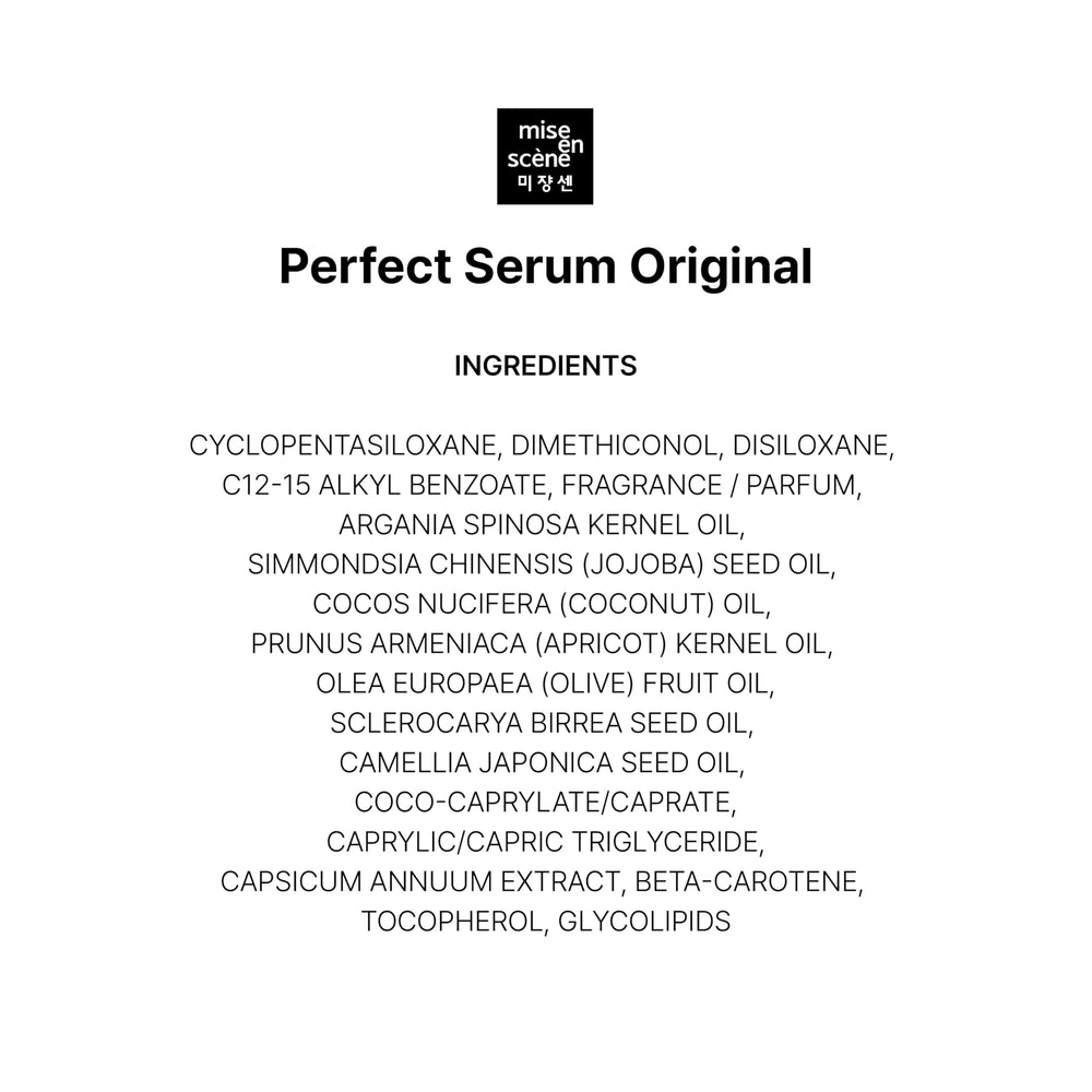 Mise En Scene Perfect Serum Original, apto-todos-tipos-cabello: uso versátil para cualquier tipo.