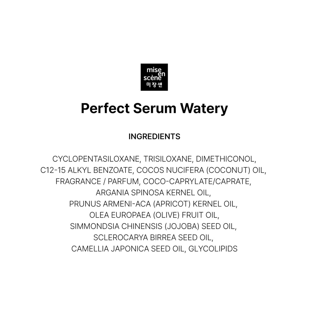 Mise En Scene Perfect Serum Watery aroma cítrico para acabado fresco.
