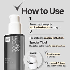 Mise En Scene Perfect Serum Watery sin alcohol, apto para cabellos sensibles.