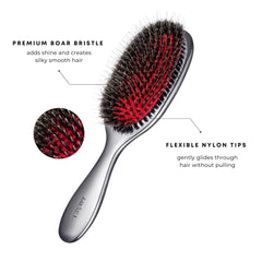Close-up of Misel boar bristles delivering frizz control.
