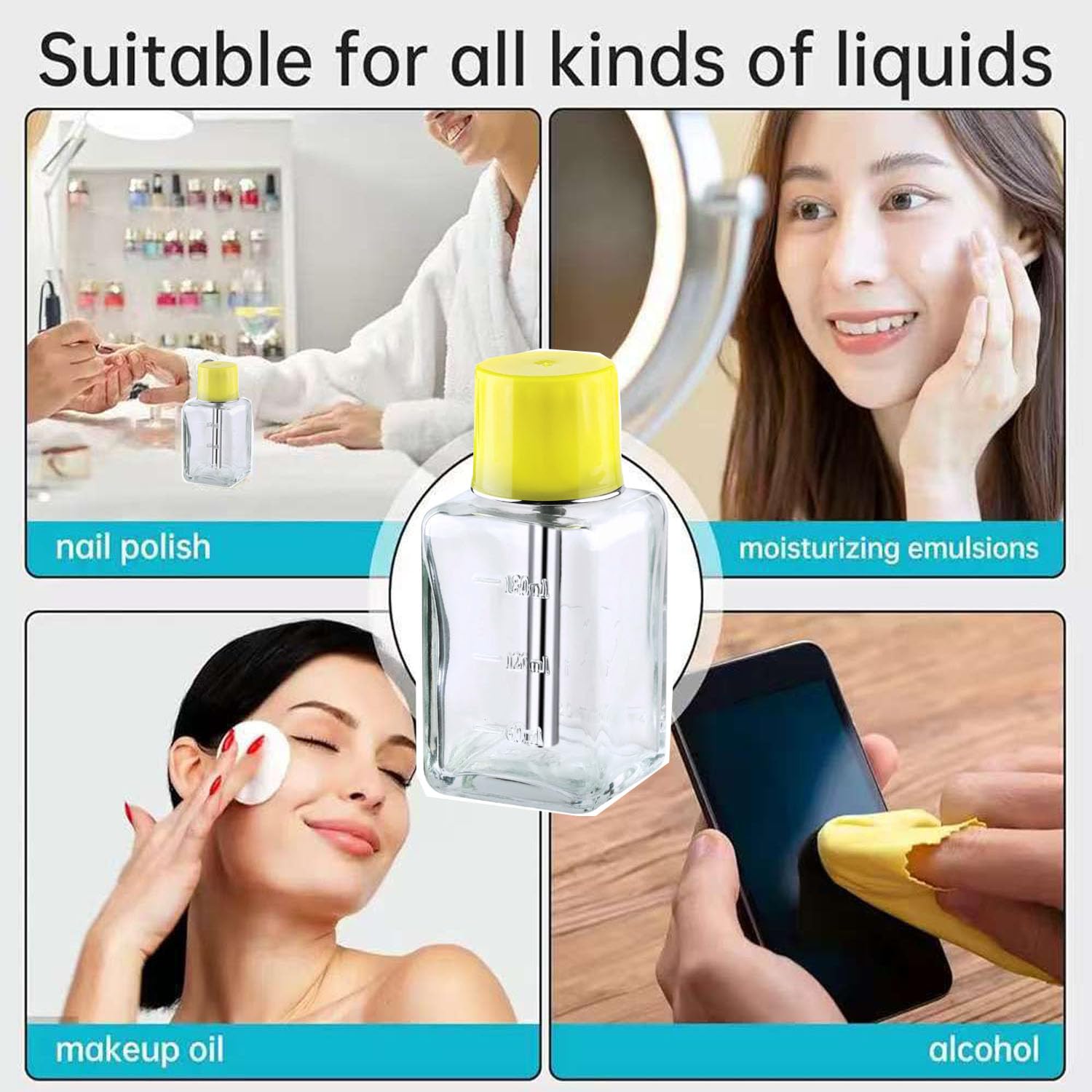 Misforu portable dispenser suitable for alcohol, nail remover, or makeup products