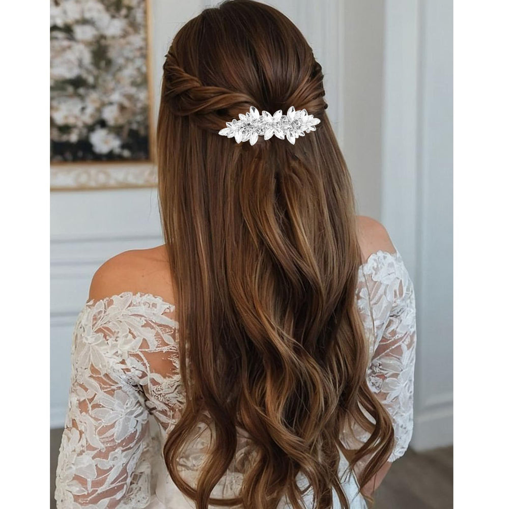 Clip miskate flores-hojas con cristal, estilo versátil para ocasiones