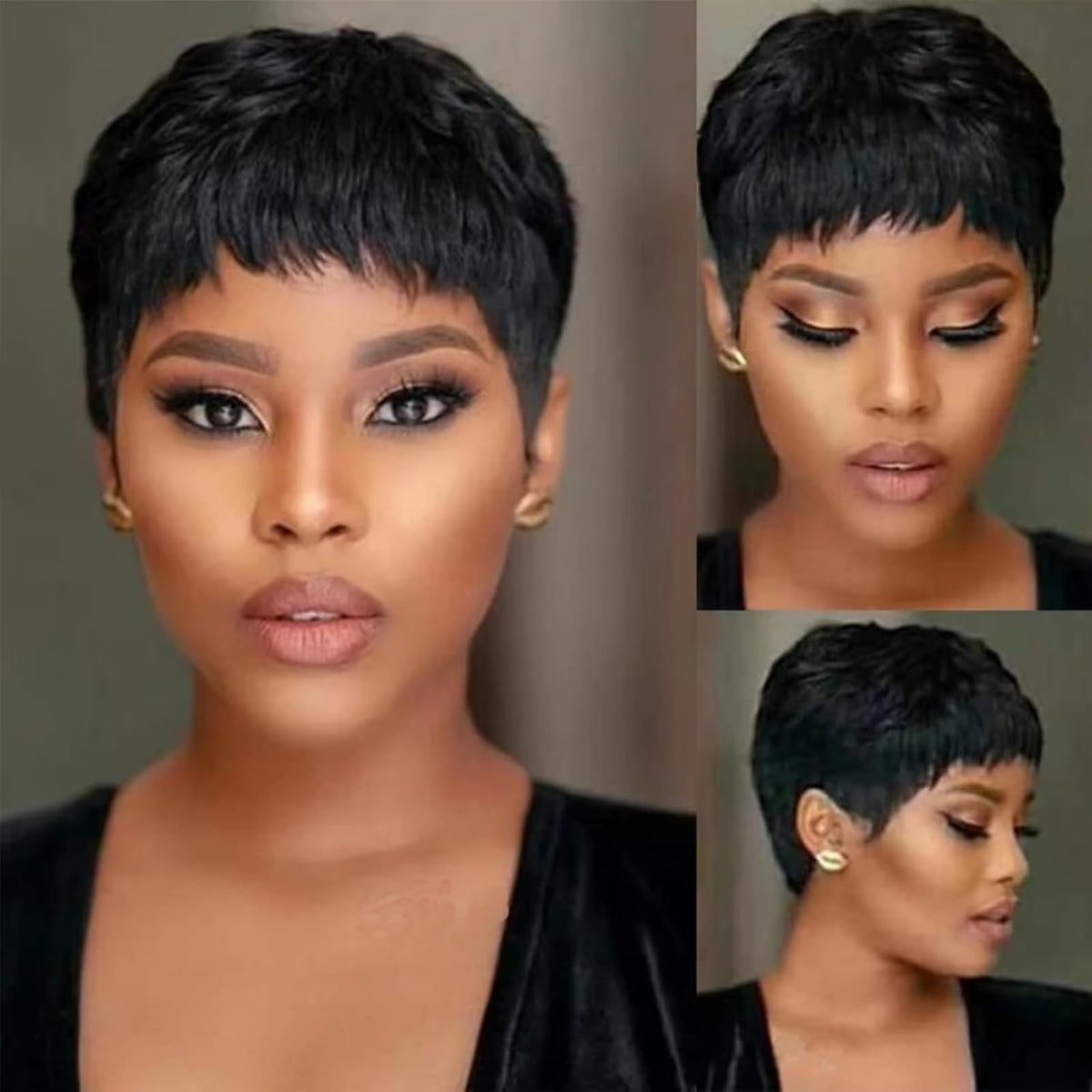 MISNEY Pixie Cut Wig front view showcases natural texture for daily wear.