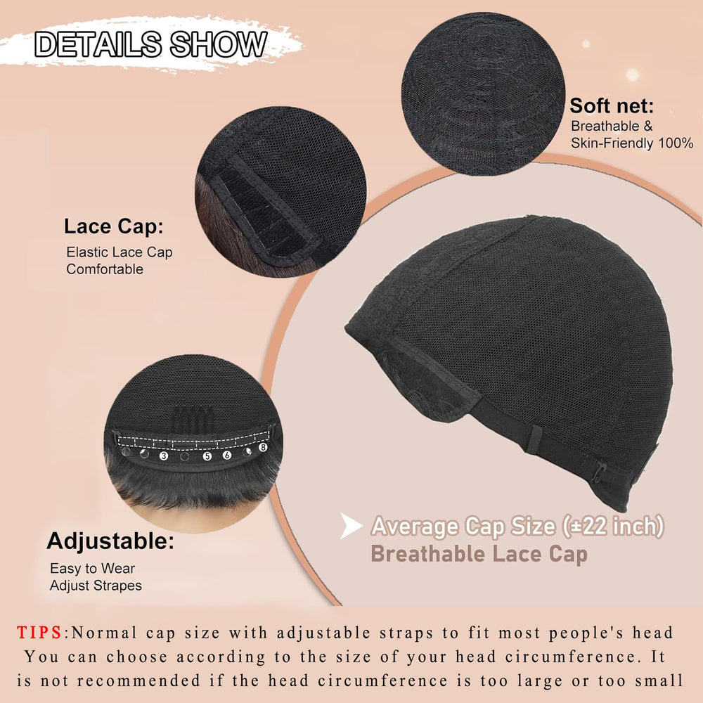 MISNEY Pixie Cut Wig inside-cap construction for breathable daily wear.