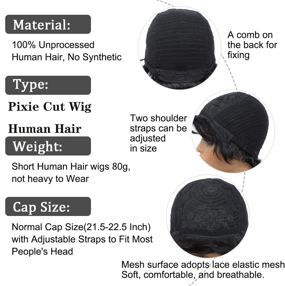 MISNEY Pixie Cut Wig packaging image shows ready-to-wear presentation.