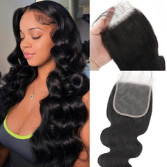 Misoun 5x5 transparent lace closure close-up for seamless skin blend