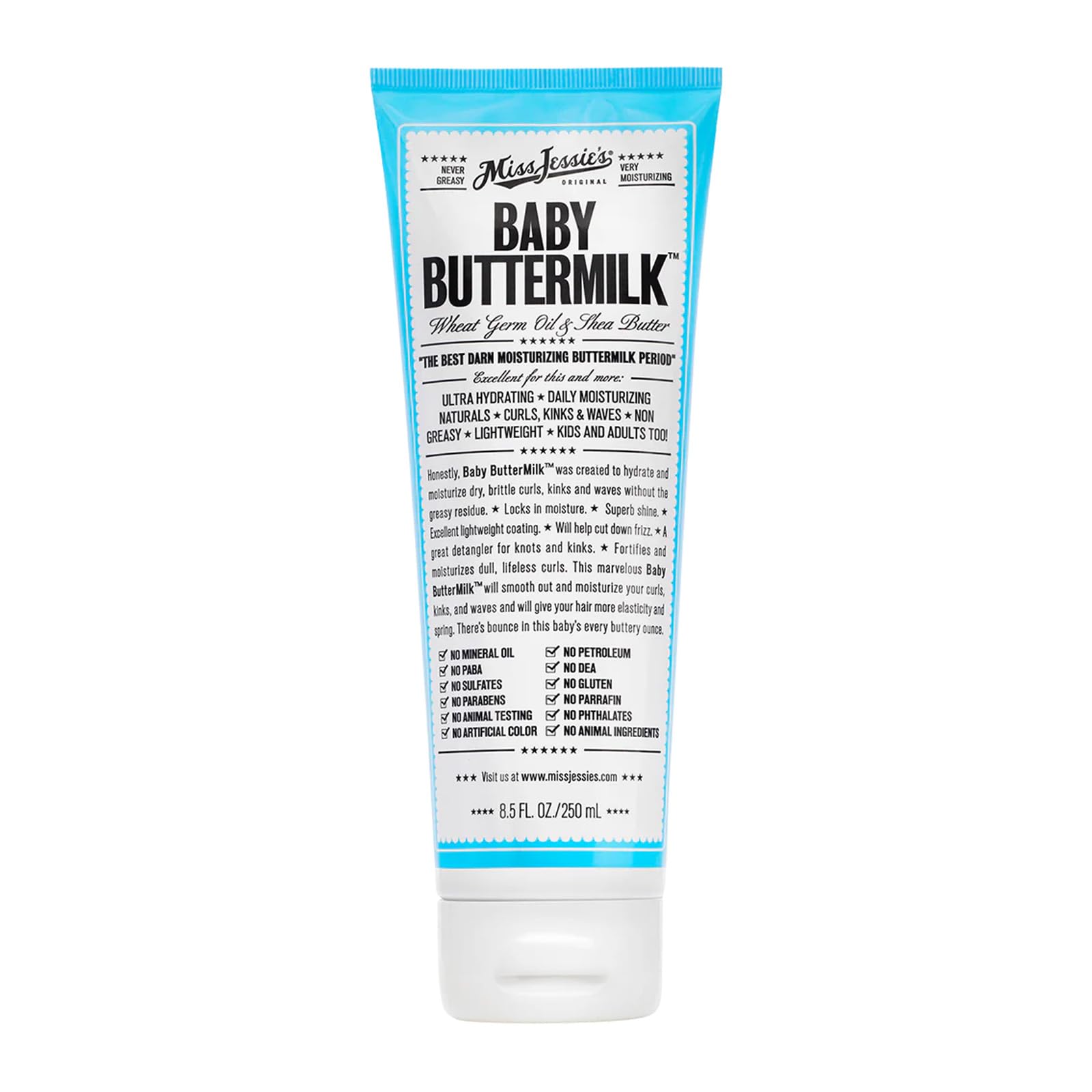 Miss Jessie's Baby Buttermilk en envase, crema hidratante suave para piel seca.