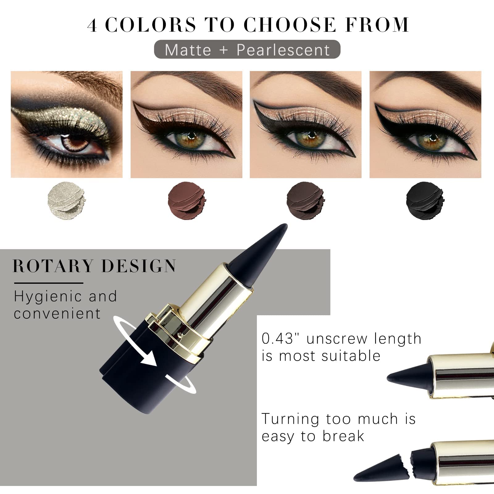 Miss Rose M lápices delineador gel 4 colores para líneas definidas