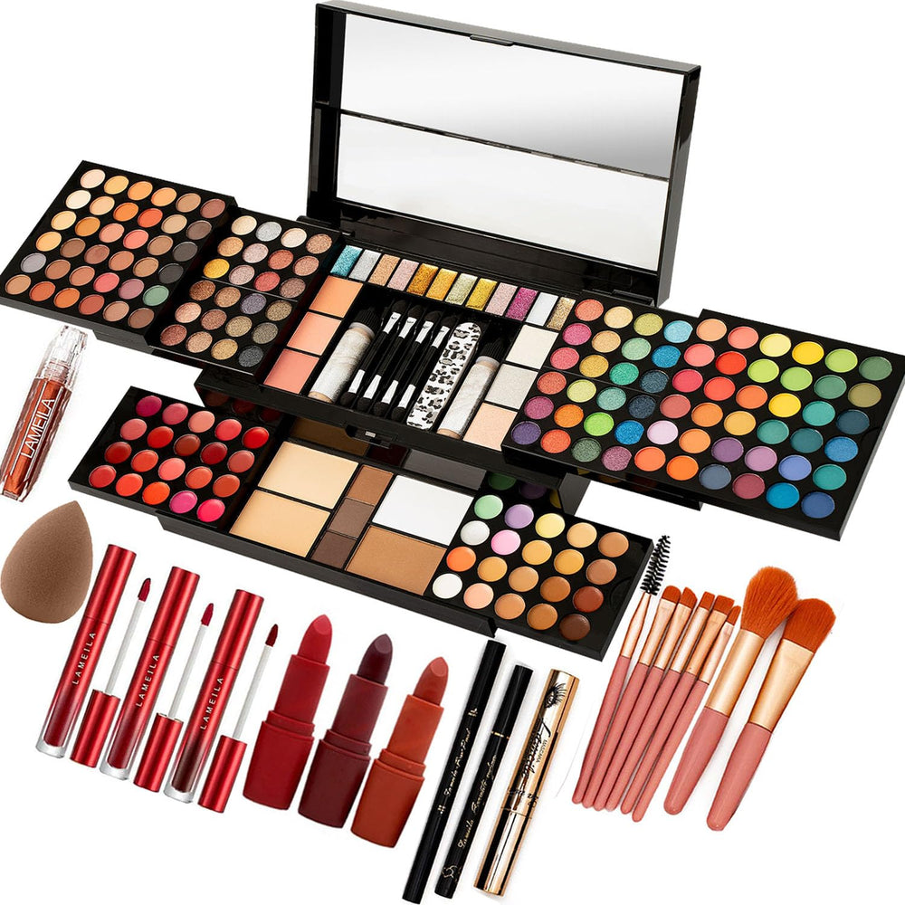 Miss Rose M187 palette opened with full mirror for on-the-go makeup.