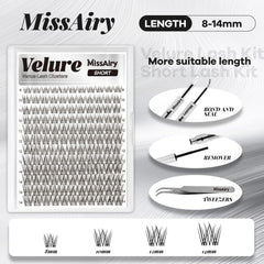 MissAiry Velure Lash Clusters middle 10mm for balanced eye fullness.