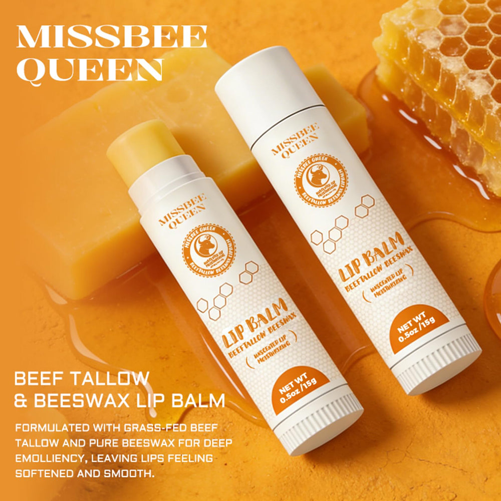 MISSBEE QUEEN bálsamo con cera de abejas y sebo de res para labios.