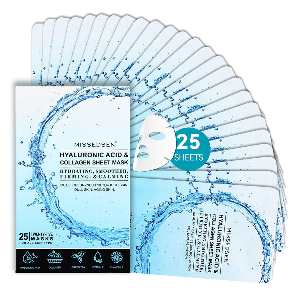 MISSEDSEN collagen face mask packaging highlights hydrating benefits for daily skin care