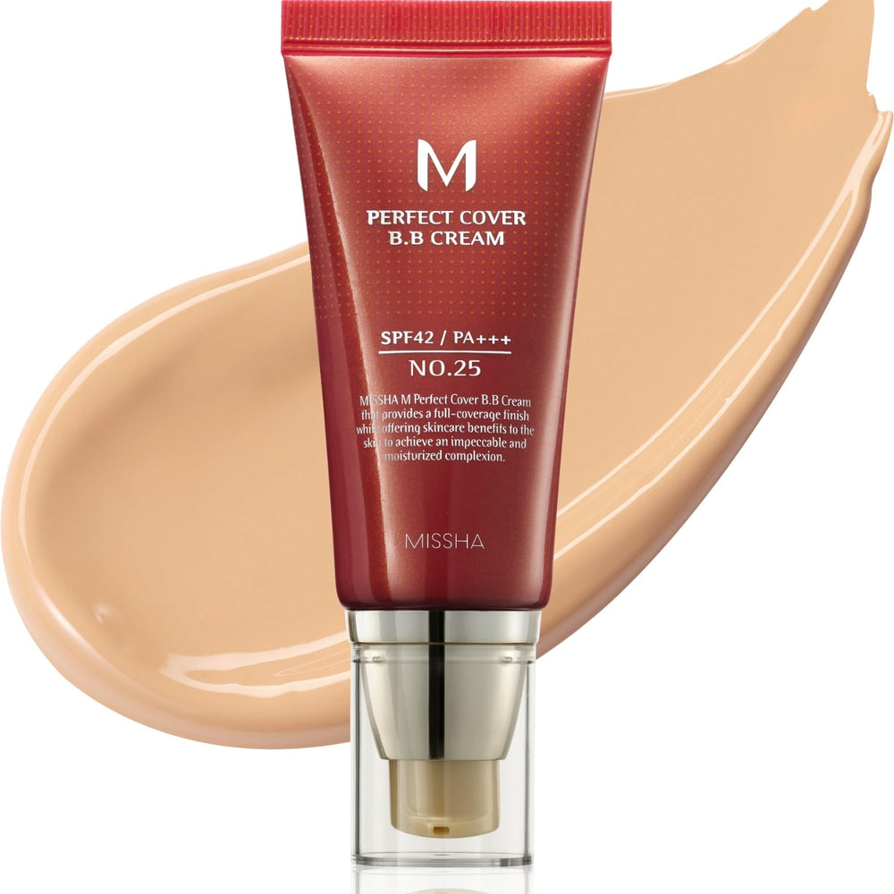 MISSHA M Perfect Cover BB Cream en botella para uso diario con acabado natural.