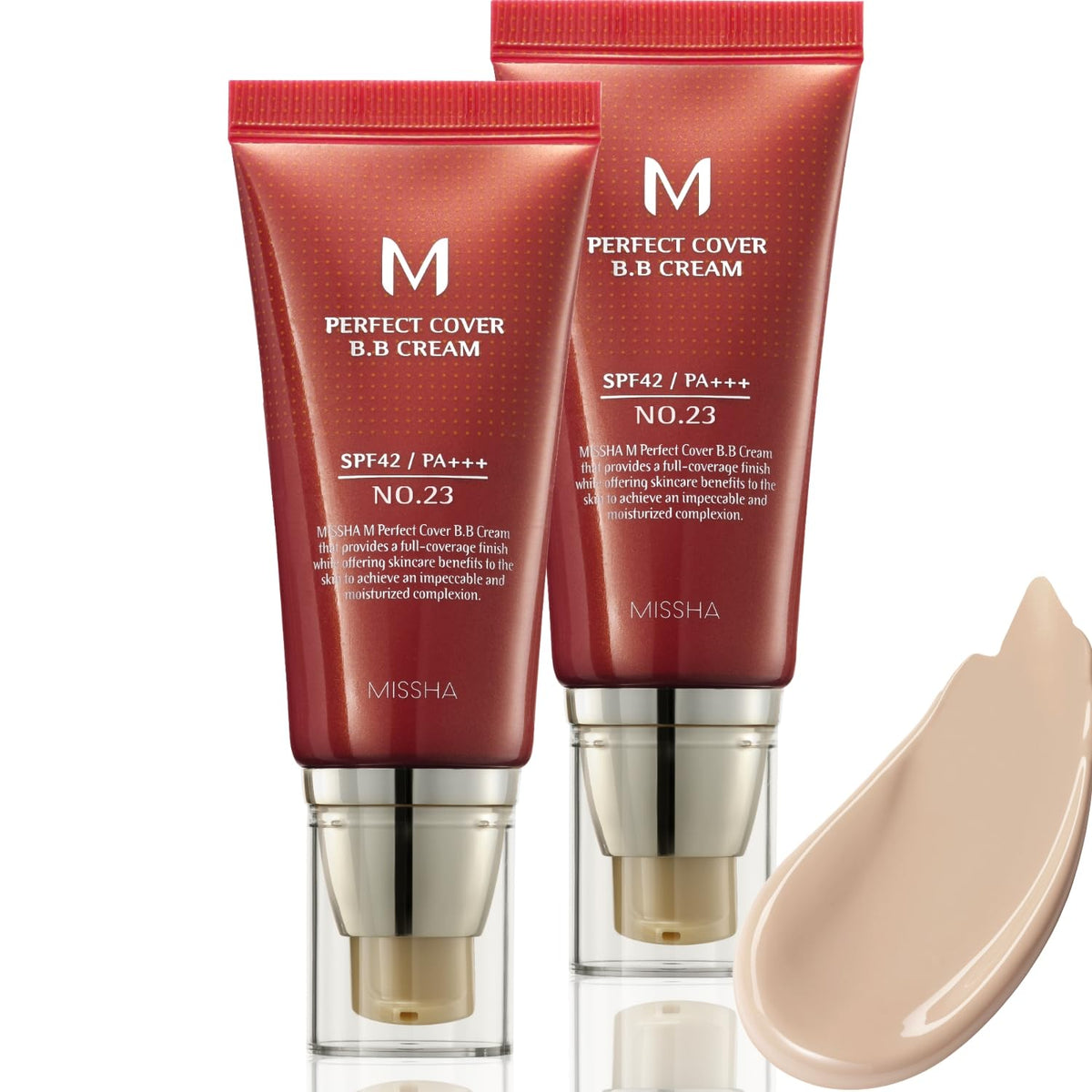 MISSHA M Perfect Cover BB Cream Dual Pack No.23 natural beige tube-front for easy daily coverage