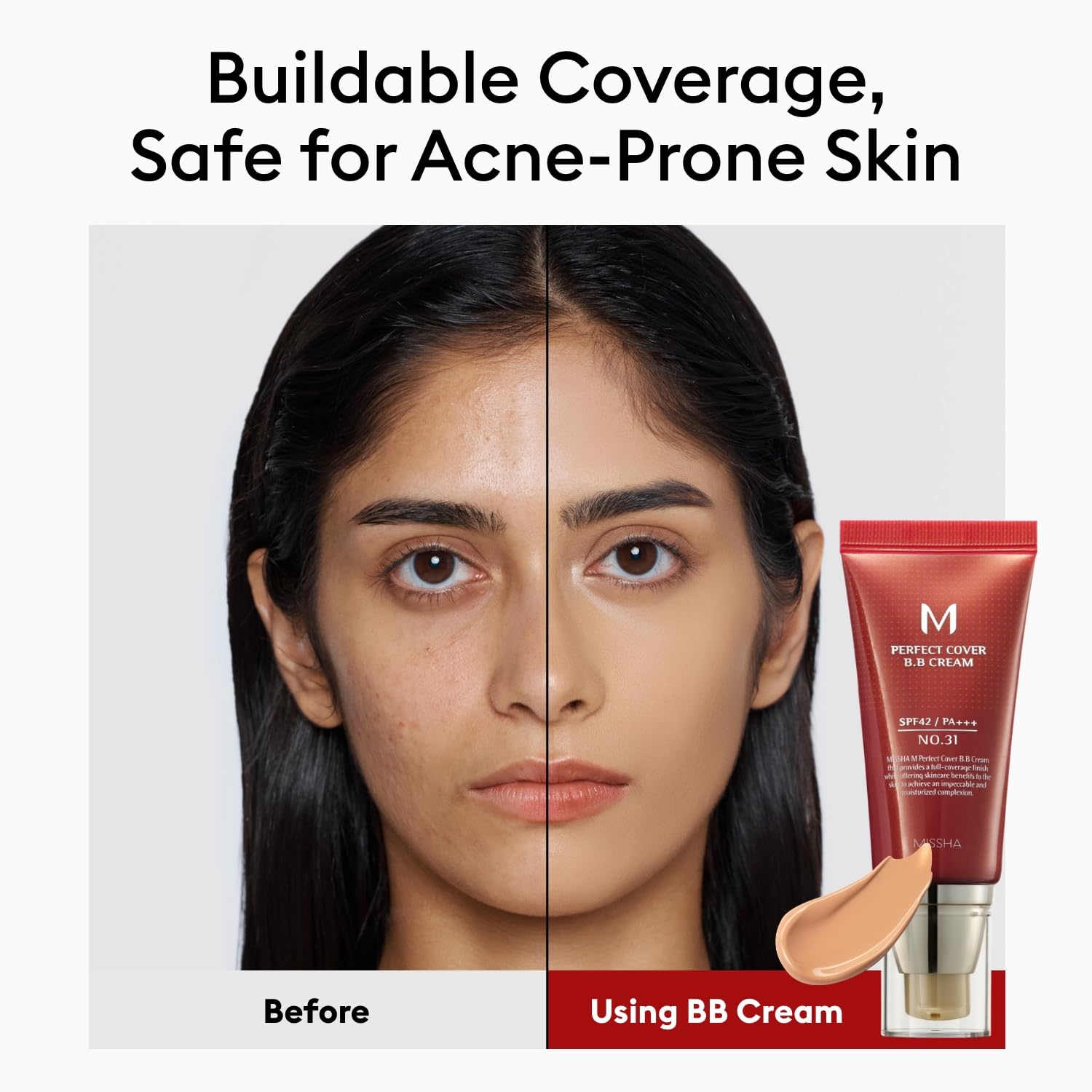 Missha M Perfect Cover BB Crema 31 Beige Dorado, protección SPF para uso diario