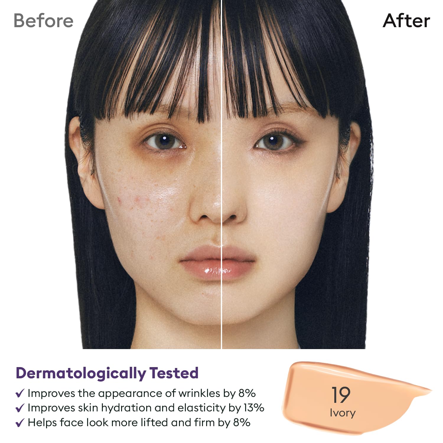 Missha M Perfect Cover Serum BB Cream swatch on skin highlights hydrating, skin-like finish