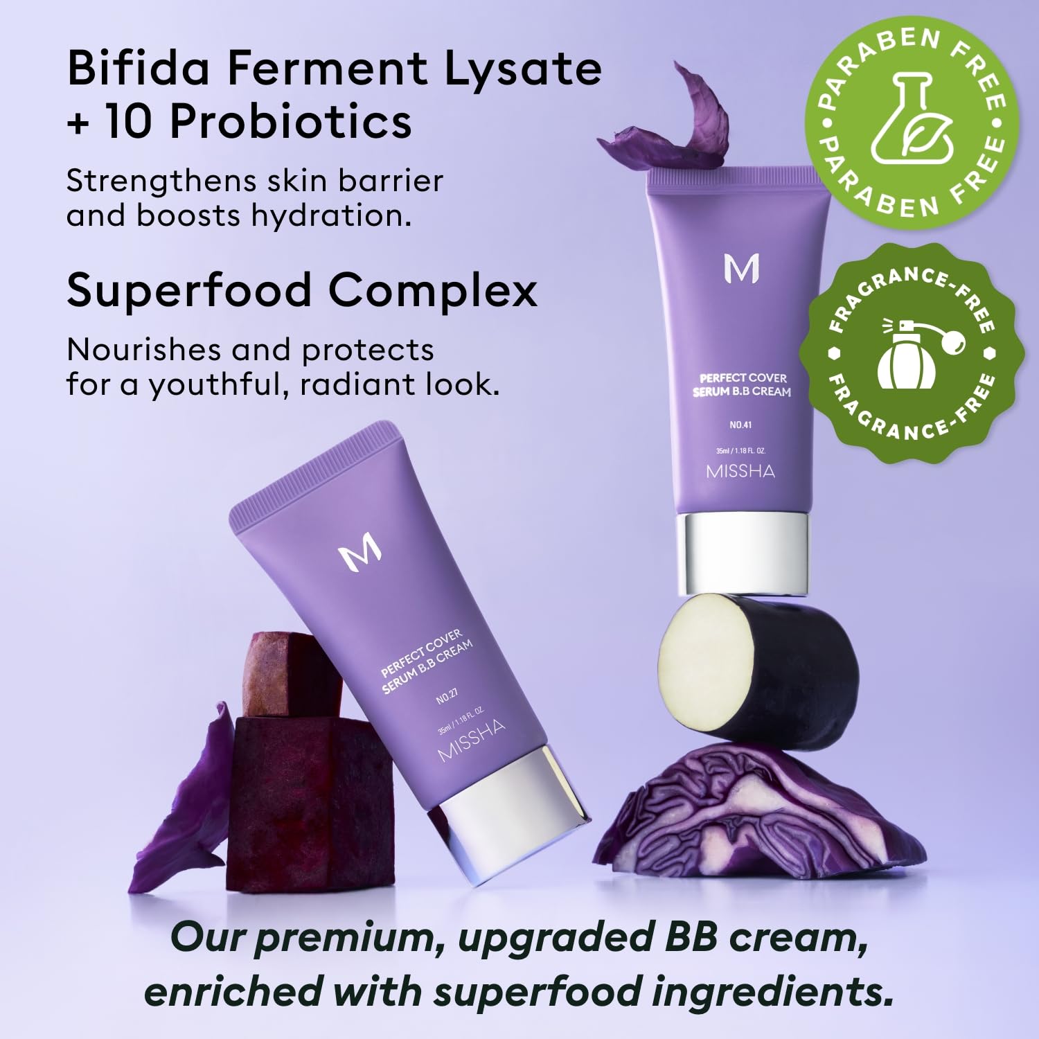 MISSHA M Perfect Cover Serum BB Cream No.23 glow finish suggests natural-looking glow.