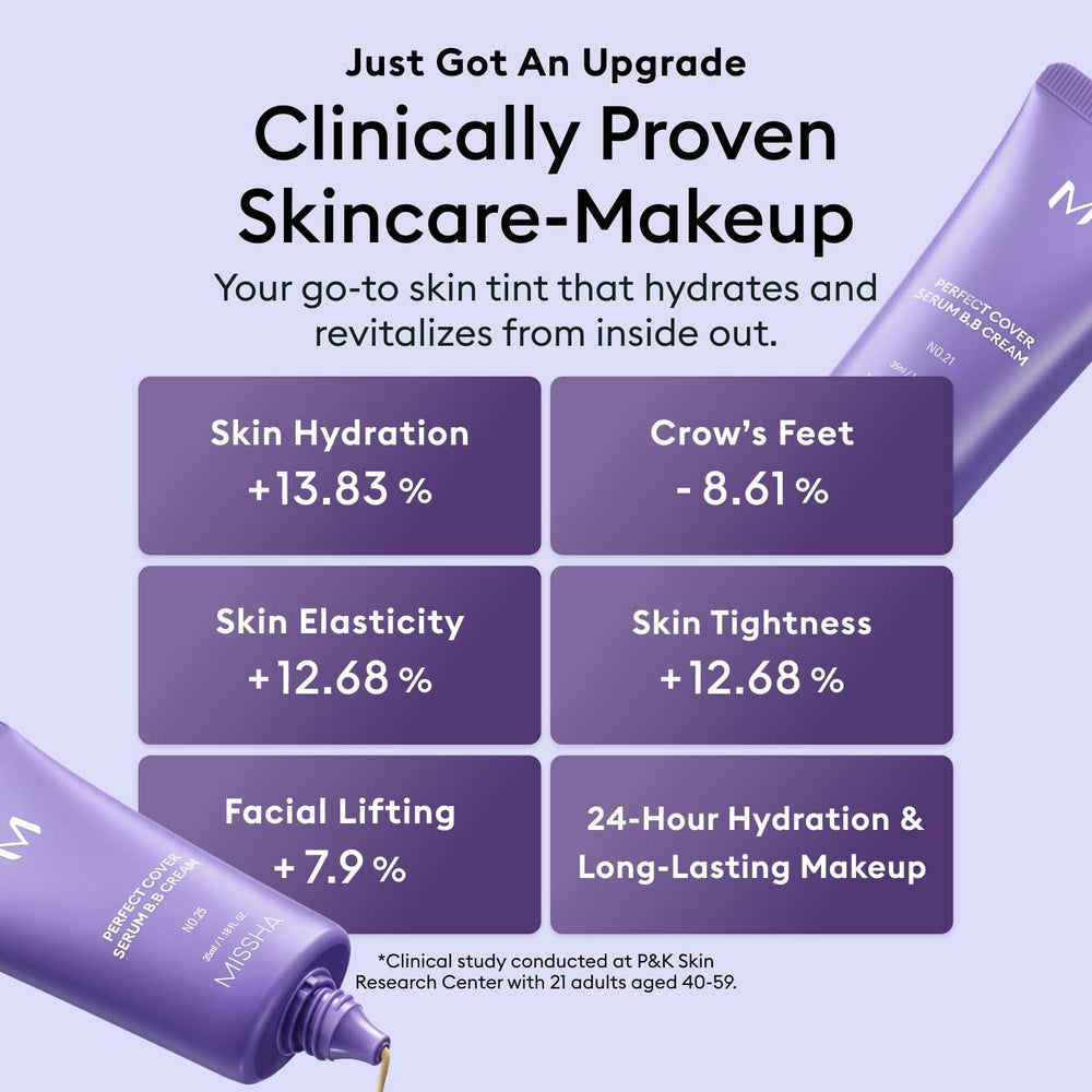 MISSHA M Perfect Cover Serum BB Cream No.25, ingredientes limpios para uso diario.