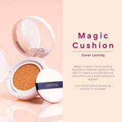 MISSHA Magic Cushion con aplicador esponja híbrido facilita retoques en cualquier momento.