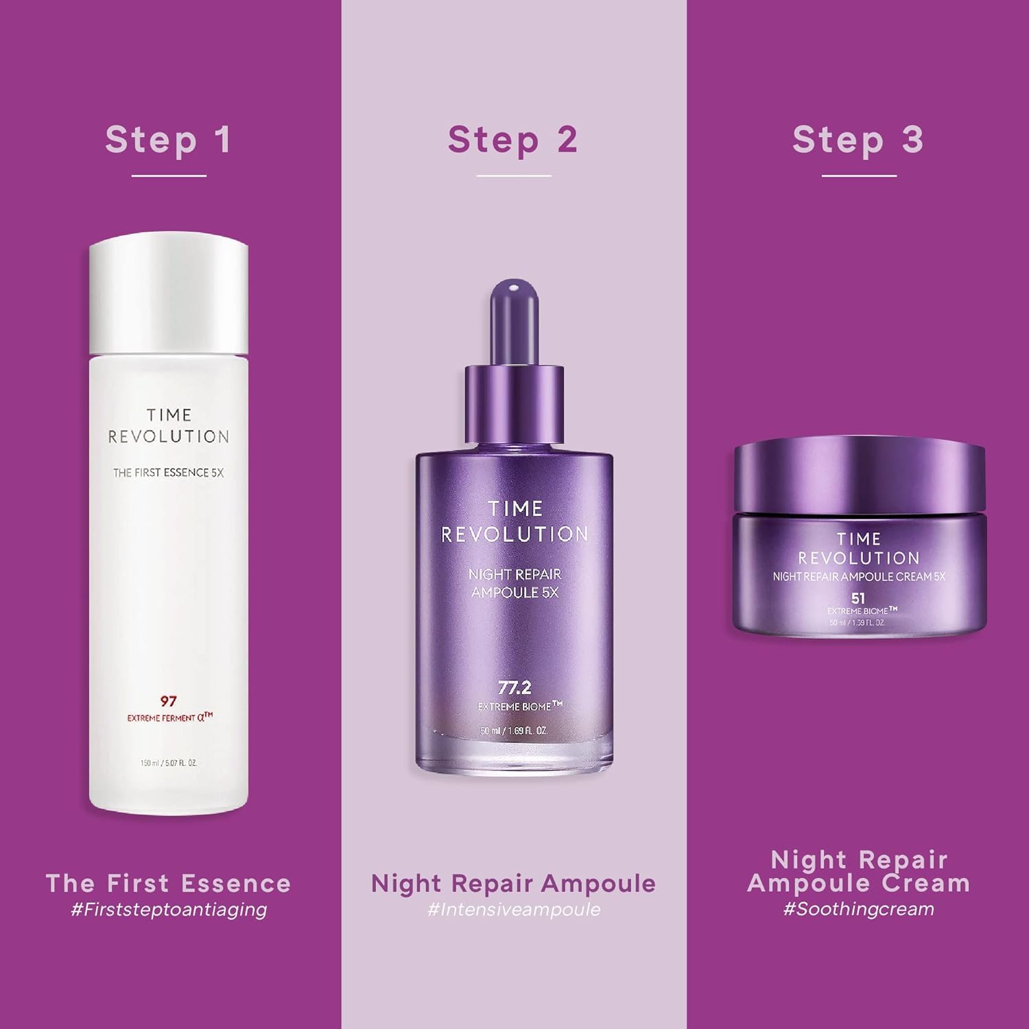 PM routine scene with MISSHA Time Revolution Night Repair Ampoule Cream last step