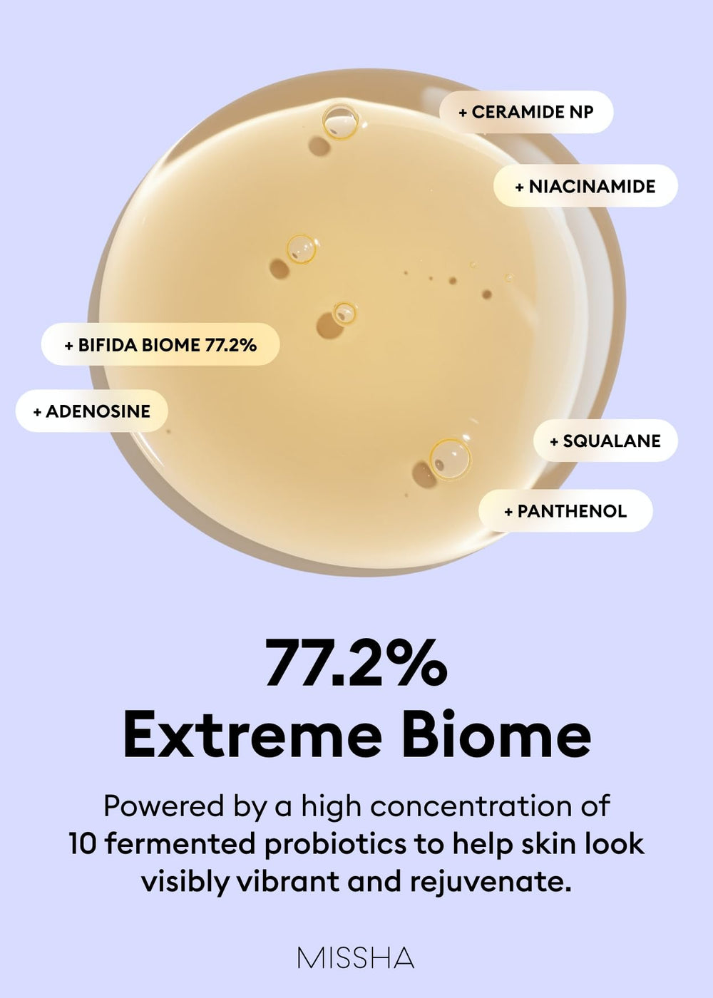 MISSHA Time Revolution Night Repair serum application image showing nighttime routine and fragrance-free care.