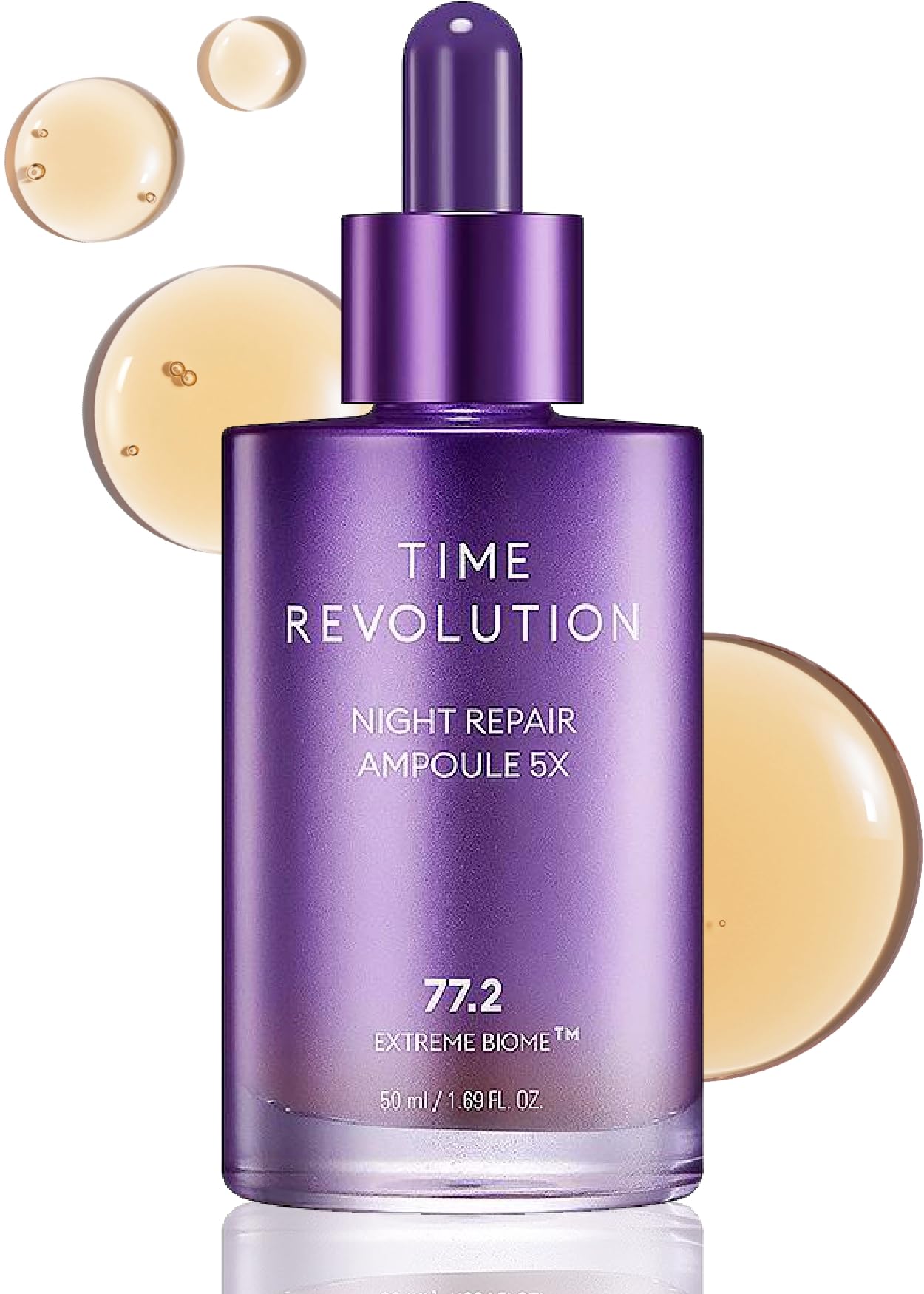 MISSHA Time Revolution Night Repair serum bottle with probiotic formula for overnight revitalization.