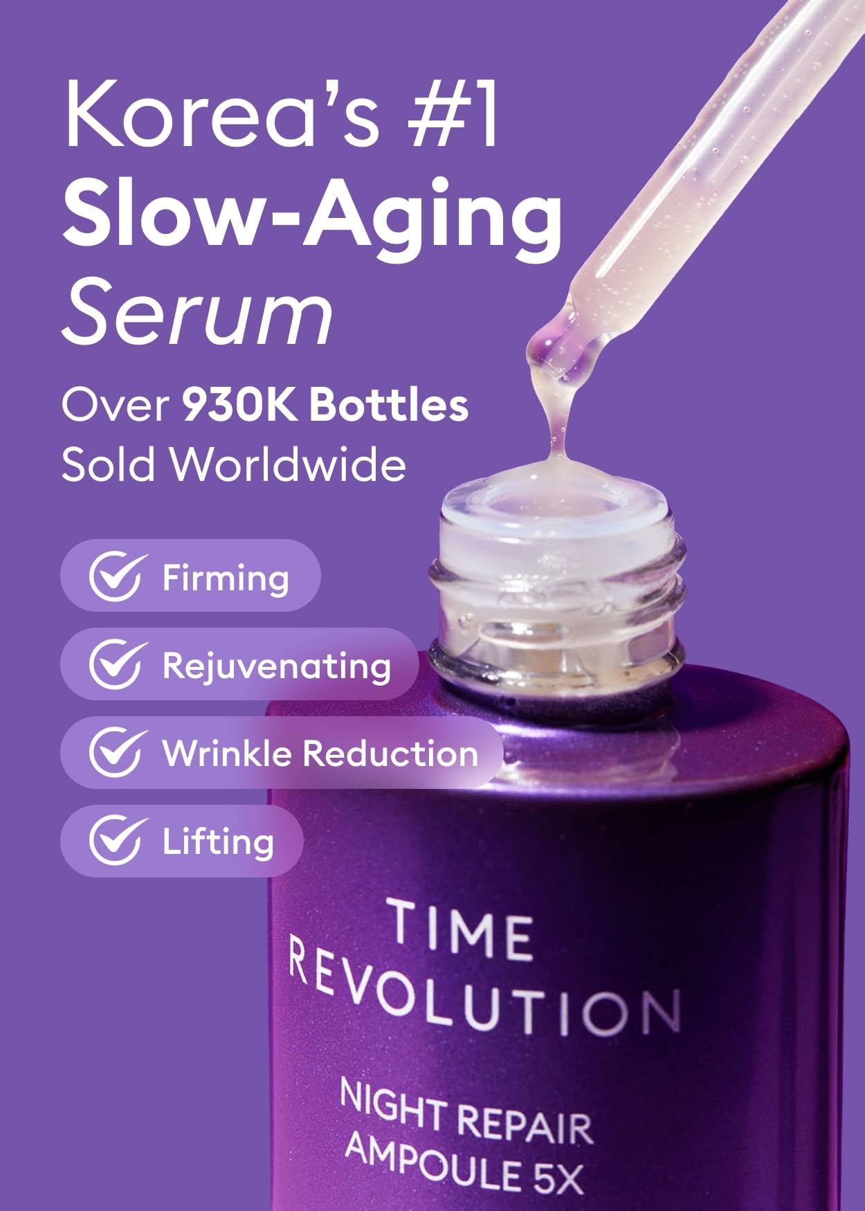 MISSHA Time Revolution Night Repair serum texture close-up showing lightweight finish.