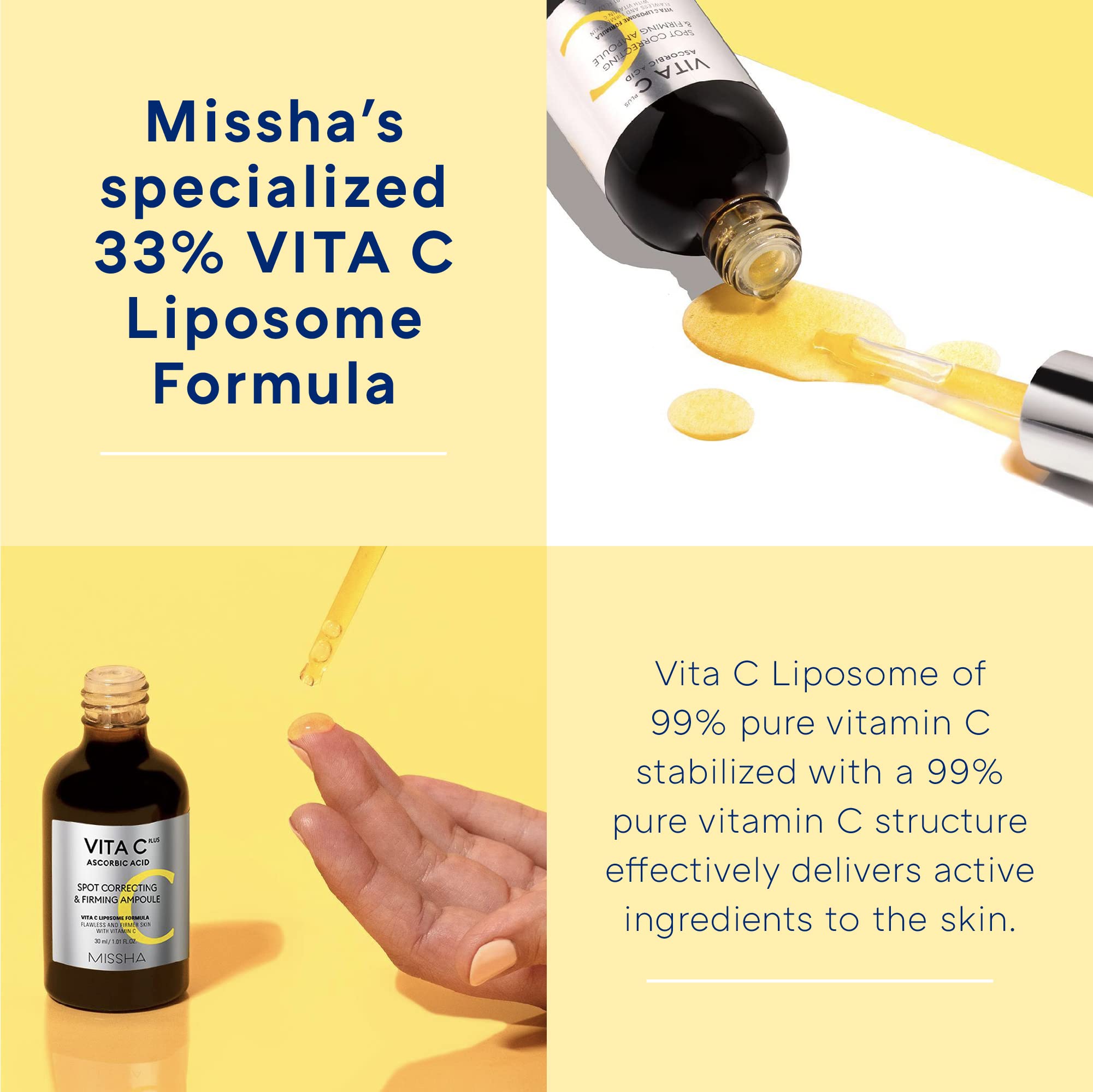 Missha Vita C Plus ingredientes clave: vitamina C y ácido hialurónico