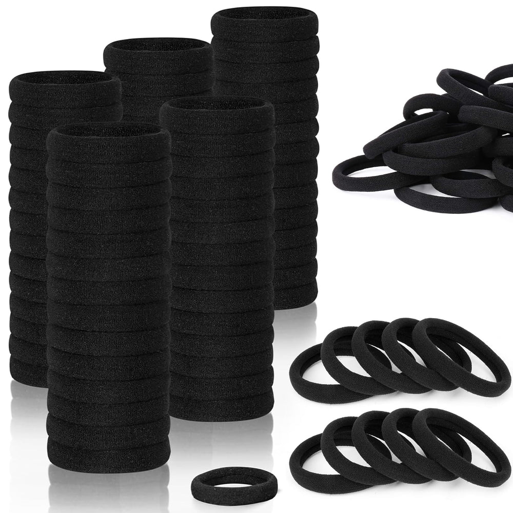 MISSJOJIAY gomas pelo 200 piezas negras, sujeción suave para peinados.