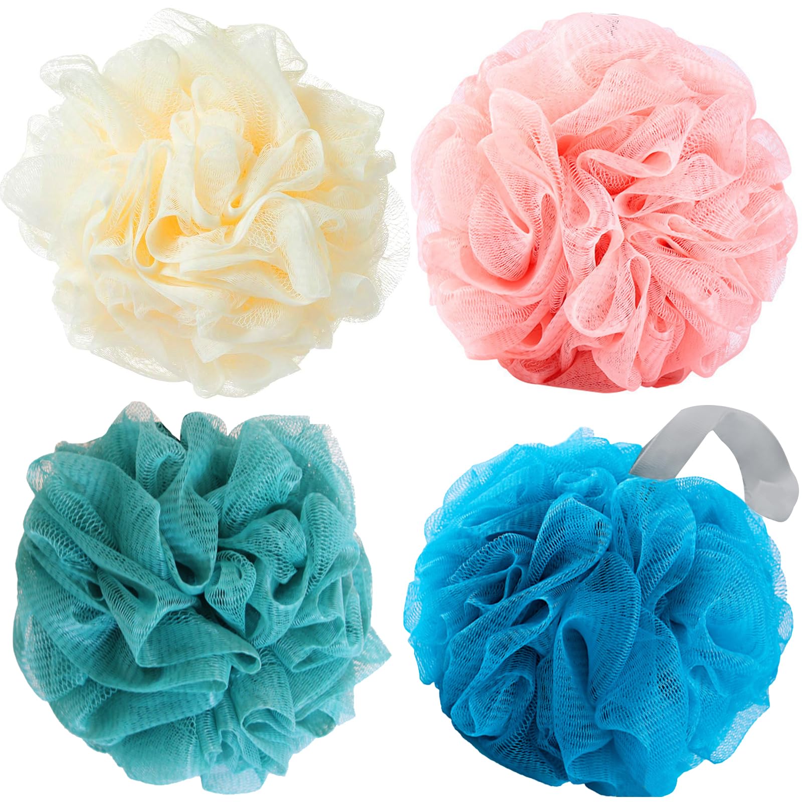 MISSJOJIAY esponja luffa para ducha amarilla, exfolia suave y genera espuma abundante