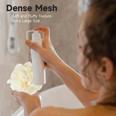 MISSJOJIAY esponja luffa para ducha azul, crea espuma rica con poco gel y cuida poros