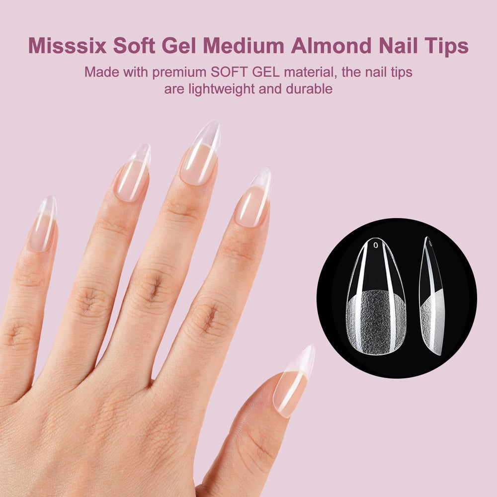 Misssix 216-piece nail tips set with 12 sizes for custom fits and long‑lasting wear