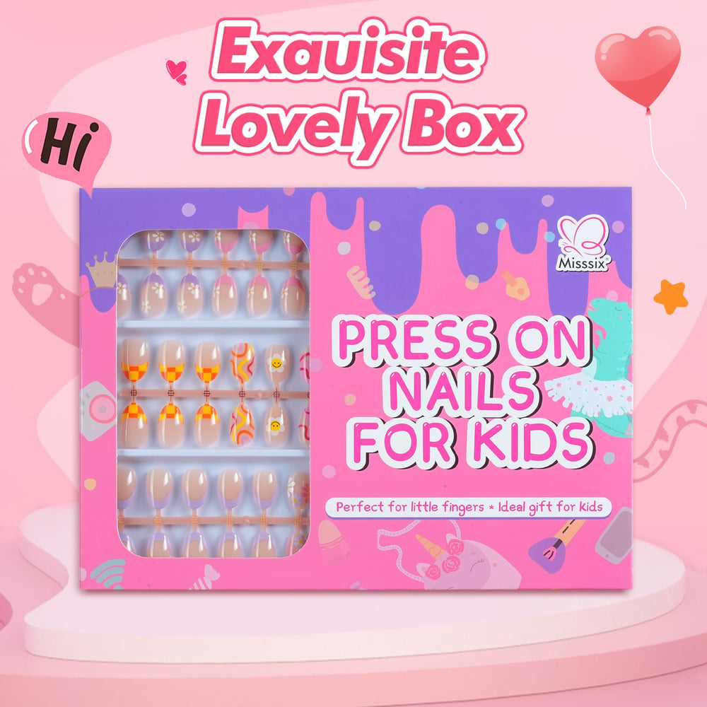 Misssix diseños para manualidades en uñas de niñas, colores divertidos.