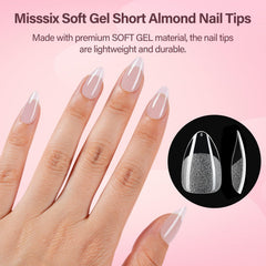 Misssix pre-etched clear nails close-up showing natural finish.