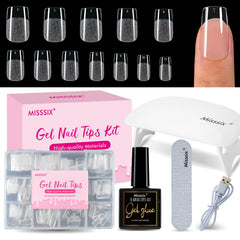 Misssix tips gel cortas cuadradas, ajuste perfecto y acabado natural para uñas falsas.