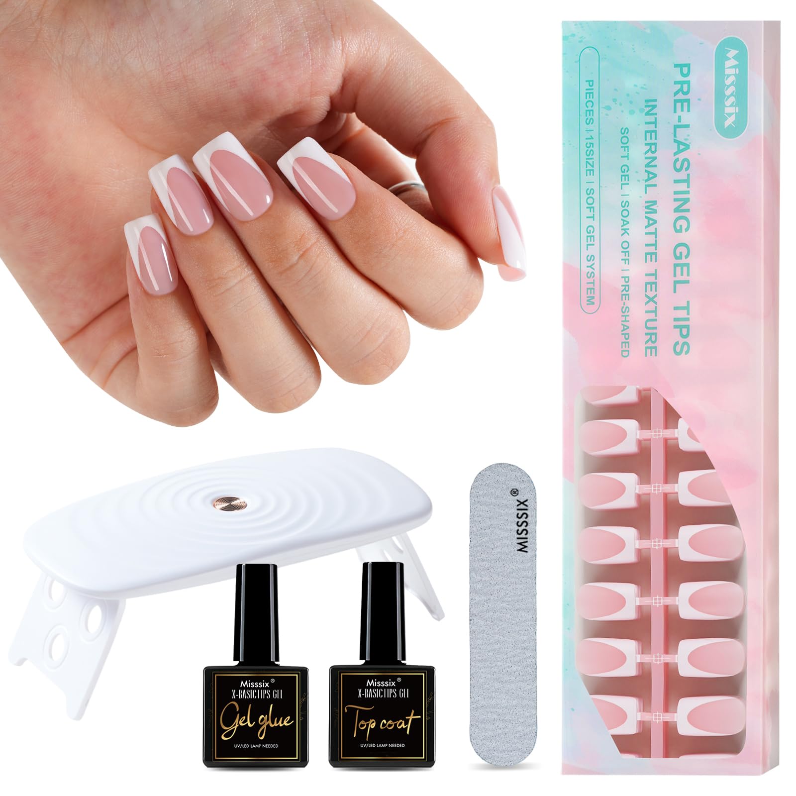 Misssix uñas francesas profundas, 160 piezas, para manicura casera duradera.